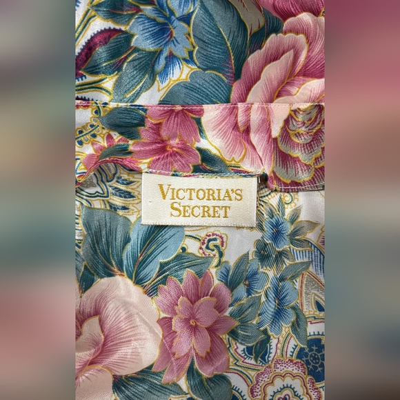 Vtg Victoria's Secret gold label lace satin floral nightie slip dress babydoll - Picture 10 of 11